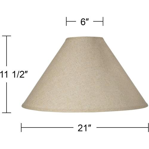Empire Lamp Shade Fine Burlap Beige Large 6 Top x 21 Bottom x 13.5 High Spider Fitting with Replacement Harp and Finial - Brentwood