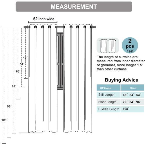 OWENIE 100% Blackout Curtains 96 Inches Extra Long 2 Panels Set, Solid Grommets Thick Warm Greyish White Curtains for Bedroom, Thermal Curtains for Living Room Each 52 W x 96L
