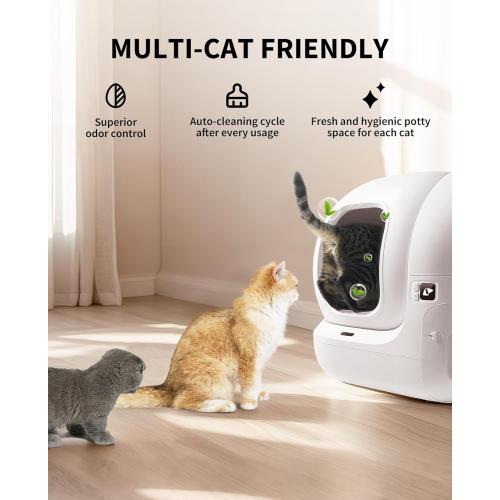 PETKIT PuraMax 2 Automatic Self-Cleaning Cat Litter Box, App Control Automatic Litter Box with Safety Sensors, Odor Free & Anti-Leakage Basic Bundle Includes Trash Bags,2.4G WiFi & Low Entrance