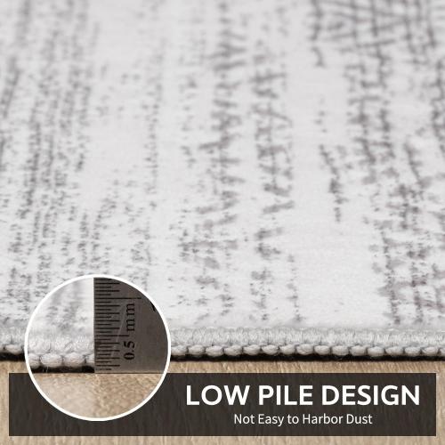 Small Area Rug-2x3 Entryway Rug Non Slip Washable Low Pile Indoor Door Mat Neutral Distressed Boho Moroccan Entrance Rugs Carpet for Bedroom Kitchen Powder Room Front Porch Bathroom, Grey