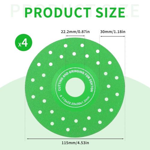 4Pcs 4.5 Inch Vacuum Brazed Ultra-Thin Multi-Pore Flat Abrasive Sheet Disc