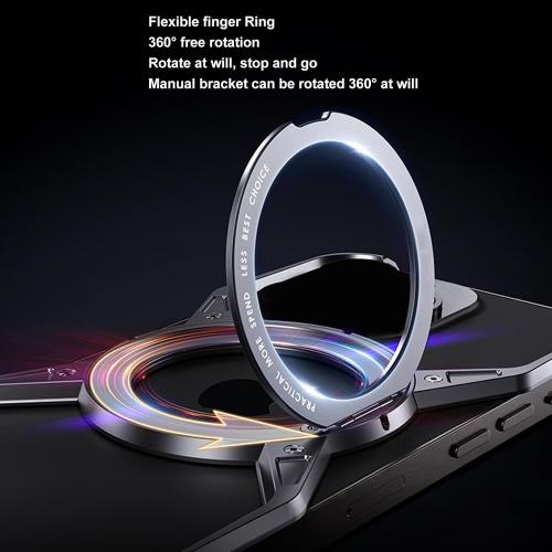Bezel Less Case for iOS Phone, Frameless Phone Case with 360° Rotation Magnetic O Ring Stand Bezel Less Metal Slim Hard Shockproof Ultra Thin Phone Case for iOS Phone 13
