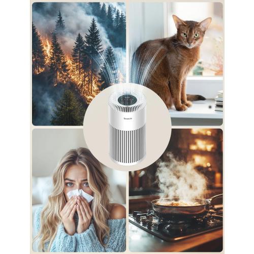 GoveeLife Smart Air Purifier for Home Large Room Up to 1524 sq.ft.with Washable Filter, Integrated PM 2.5 Air Quality Sensor,WiFi, Air Purifier for Smoke, Wildfire, Pet Hair,24dB, White
