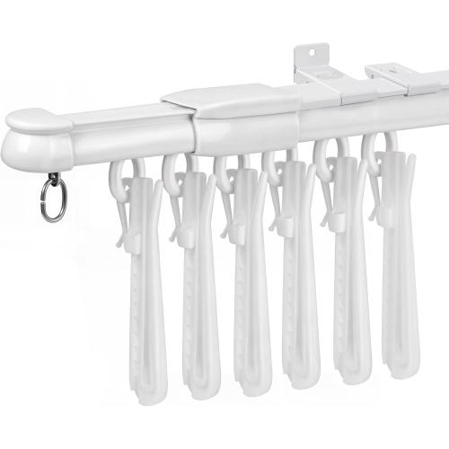 Adjustable Wall or Ceiling Mounted Curtain Track – No Cutting Needed & Extends 2.8 to 5.7 ft - Lightweight Aluminum Retractable Curtain Track System with Curtain Track Hooks & Rollers