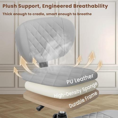 Cross Legged Office Chair with Wheels, Wide Criss Cross Kneeling Home Office Desk Chairs with Back Support, Ergonomic Adjustable Height ADHD Stool with Rotating Footrest for Yoga Meditation