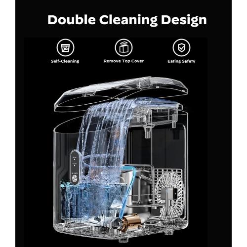 Nugget Ice Maker Countertop, Pellet Ice Machine with Self-Cleaning Function, Produces 33 lbs of Chewable Ice in 24 Hours, Sonic Ice Maker Perfect for Home Kitchens and Offices, Green