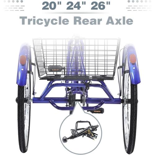 WEEROCK 20 24 26 Tricycle Rear Axle Tricycle Conversion Kit Single Speed/ 7 Speeds for 20 24 26 Inch Adult Tricycle, Trike, 3 Wheel Bikes，Black
