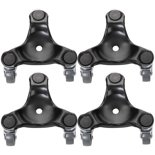 Peohud 4 Pack Steel Tri-Dolly, 3 Wheel Furniture Mover Dolly, 180 Lbs Load Capacity Each Pack, Triangle Swivel Caster Easy Moving Tools for Heavy Cabinet, Furniture, Appliances, 6.5 Inches