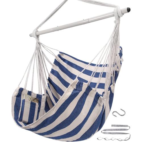 ADVOKAIR Hammock Chair Swing (500 lbs Max) - Hanging Hammock Chair Rope Swing Indoor for Bedroom, Outdoor, Patio, Bedroom, Porch, Deck - Sturdy Steel Bar with Anti-Slip Safety Rings