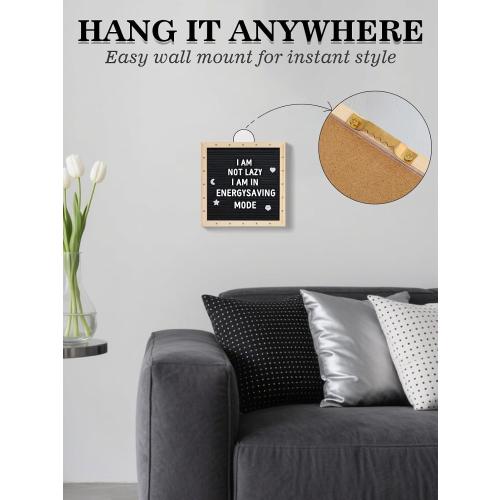 Changeable Felt Letter Board with LED Lights - 10×10 Message Custom Signs & Wood Stand& 450 Letters, Poster Board for Baby/Pregnancy Announcement/Classroom Wall Decor Gifts First Day of School, Black