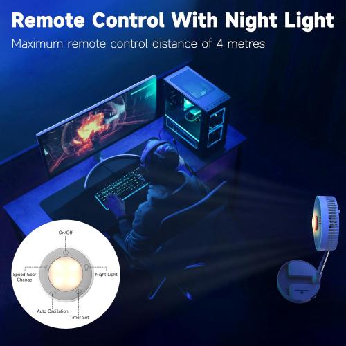 Marchpower Foldable Oscillating Standing Fan with Remote, 8 Portable Pedestal Quiet Fan with Timer, 7200mah Rechargeable USB Desk Fan for Home Bedroom Office Travel Outdoor Camping