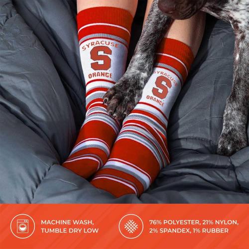 One size For Bare Feet Collegiate University Striped Dress Socks, One Size Fits Most Footwear for Men Women Youth, Game Day Apparel