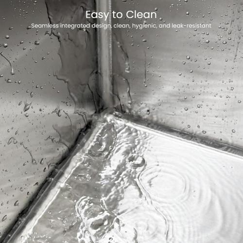 Stainless Steel Litter Box with Lid, Cat Litter Box with Door 14.5'' High Sides, XL Metal Kitty Litter Pan, Pet Toilet with Wheels for Easy Mobility, Anti-Leakage, Non-Sticky, Easy Clean