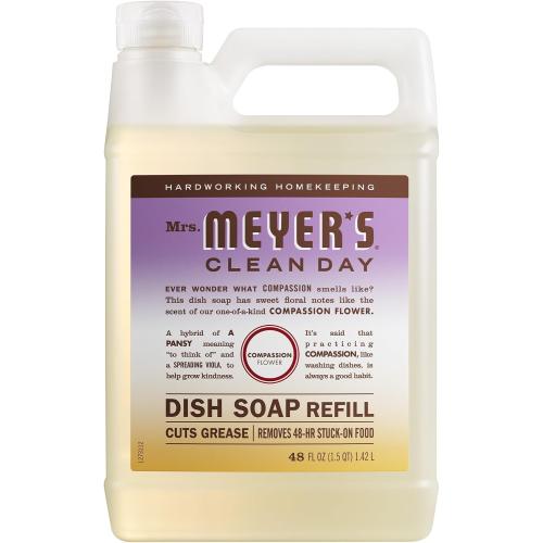 MRS. MEYER'S CLEAN DAY Liquid Dish Soap Refill, Compassion Flower, Packaging May Vary, 48 fl. oz