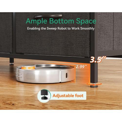 AODK Dresser for Bedroom Dresser TV Stand with 5 Storage Drawers, Small Fabric Dresser Chest of Drawers for Closet Organizer Clothes, Black