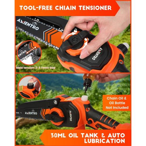 4-in-1 Pole Saw & Pruning Shears, 8-in Brushless Motor Pole Saw for Tree Trimming, Electric Pruners with Extendsion Pole, 2x4000mAh Li Batteries & Charger, 16FT Max Reach