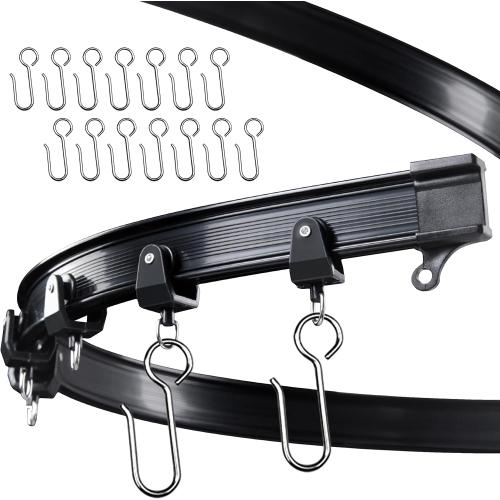 UrbanRed Flexible Bendable Ceiling Curtain Track, 16.4FT (5m), Mount for Rail with Curtain Tracks System, Room Divider, Curtains Rod, RV Ceiling Track for Curtains, Black