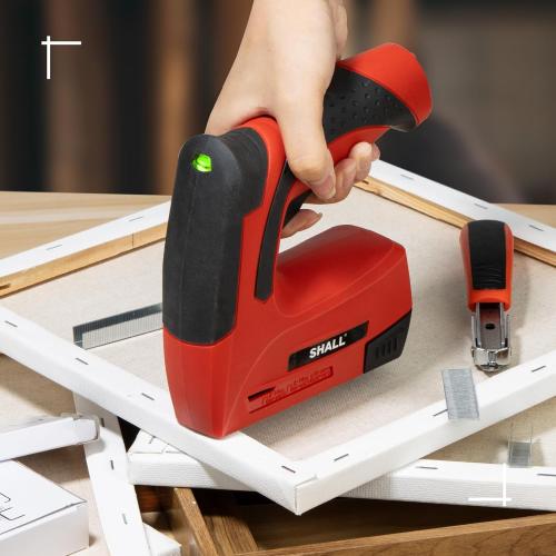 SHALL Electric Staple Gun, 3 in 1 Cordless Upholstery Stapler Nail Gun for Wood, 4V Rechargeable Brad Nailer Kit w/ 2500 Staples Nails, Staple Remover & Fast Charger for Crafts, DIY, Decoration