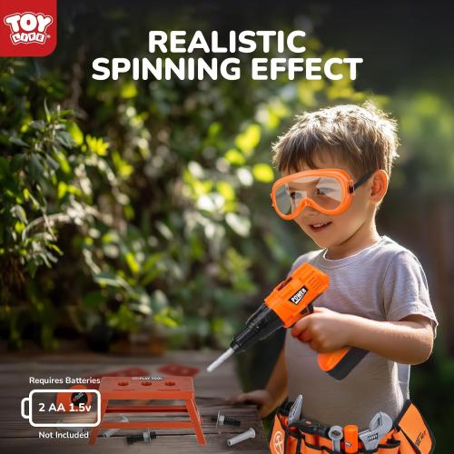 TOY Life Kids Tool Set with Kids Tool Belt & Toy Drill, Toddler Tool Set for Kids Pretend Play, Toy Tools Construction Tools Halloween Tool Costume Kit for Boys Girls 3 4 5 6 7 8 Years Old
