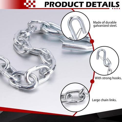 Bow Safety Chain 15 Galvanized Steel with S-Hook Lock Trailer Safety Chain