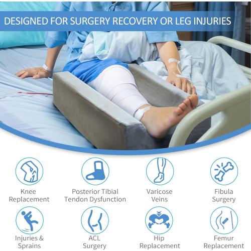 KingPavonini 4-Height Adjustable Leg Elevation Pillows for After Surgery, Injuries, or Rest, Memory Foam Leg Pillows for Sleeping with 3 Handles and Insert Pad, Washable Velvet Cover