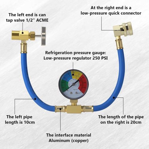 BFXM R134A Refrigerant Charge Hose, AC Recharge Hose with Gauge
