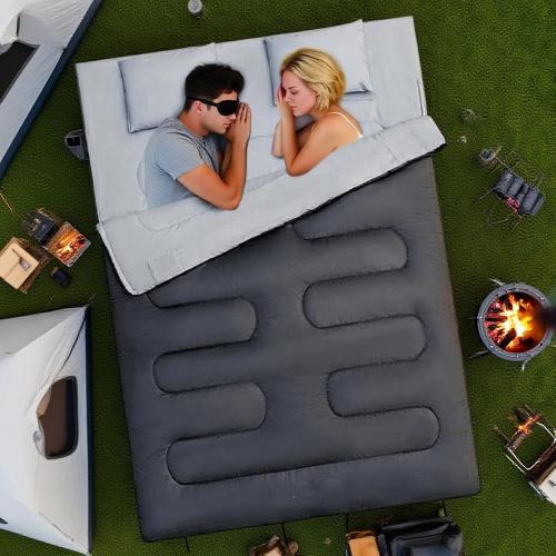 Double Sleeping Bags for Adults - Cold Weather Sleeping Bags for Adults,Backpacking Gear Must Haves for Youths Teens Boys Girls Mountaineering Outdoor Hiking
