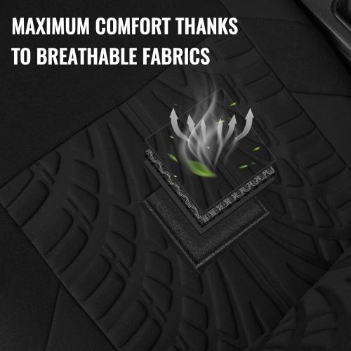 AUTOYOUTH Universal Seat Covers Front Seats Only - Breathable Bucket Seat Covers with Removable Headrest Airbag Compatible for SUVs,Trucks,Vans... Black
