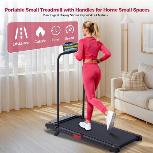 Walking Pad Treadmill with Incline and Handle Bar, 3.0HP Electric Under Desk Treadmill for Home Small Space, 0.6-7.6MPH Portable Mini Exercise Treadmills, 350LBS Capacity