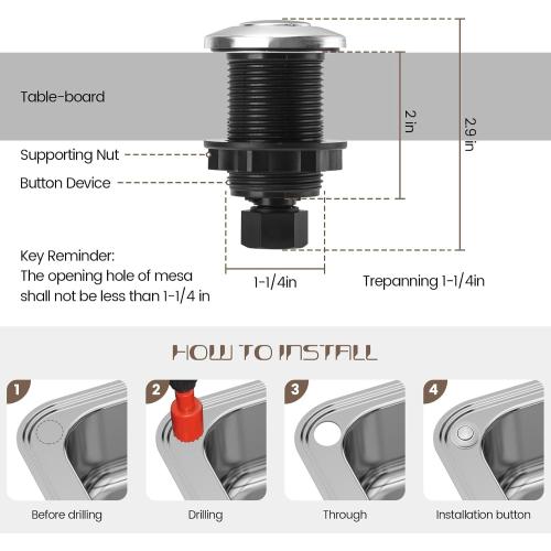 Garbage Disposal Air Switch Kit Sink Top Waste Disposal Stainless