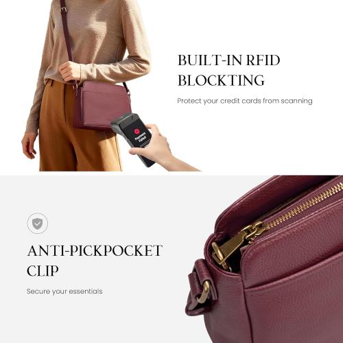 befen Anti-theft Crossbody Bag for Women Genuine Leather, Small Cross Body Shoulder Handbags with RFID Card Slots