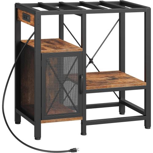 MAHANCRIS 20-37 Gallon Fish Tank Stand, Aquarium Stand with Power Outlet and Storage Cabinet, Heavy Duty Tank Stand Suitable for Turtle Tank, Reptile Terrarium, for Home Office, Rustic Brown FTHR40E01