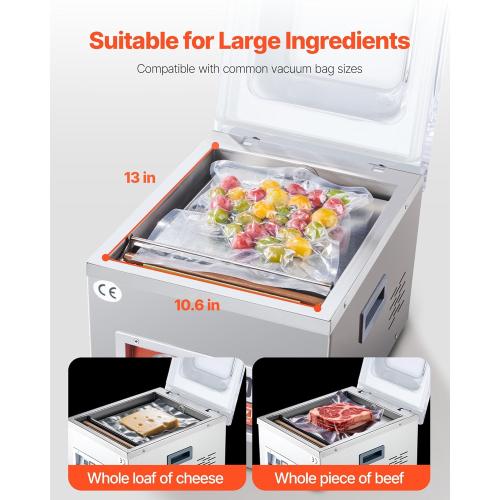 VEVOR Chamber Vacuum Sealer, DZ-260A 6.5 cbm/h Pump Rate, Excellent Sealing Effect with Automatic Control, 110V/60Hz Professional Foods Packaging Machine Used for Fresh Meats (260W)