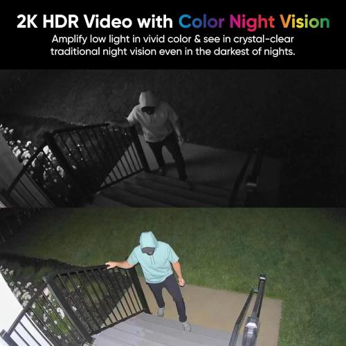 WYZE 2K HDR Wireless Outdoor/Indoor Security Camera, Color Night Vision, Integrated Spotlight & Siren, Rechargeable Battery, 2-Way Audio - Black, 1-Pack (Renewed)