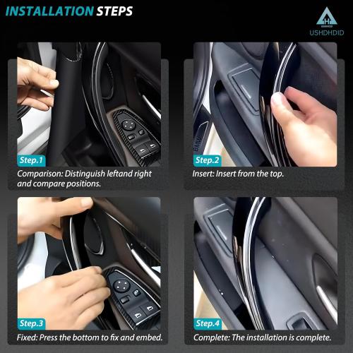 USHDHID 2pcs Sticky Door Pull Handle Cover Fits forBMW 3 Series 320,328,330,335,F30,F31,F34,F80,M3 and 4 Series 418,420,428,435,F32,F36,F82,F83,M4 2012-2018 Upgrade Black Left Right