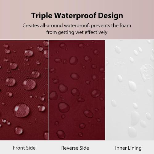 Outdoor Chair Cushions 22x22, Patio Furniture Cushions with Removable Cover, Outdoor Deep Seat Cushion Set with Ties and Handle, Waterproof Outdoor Cushions for Chair Sofa Couch, Burgundy
