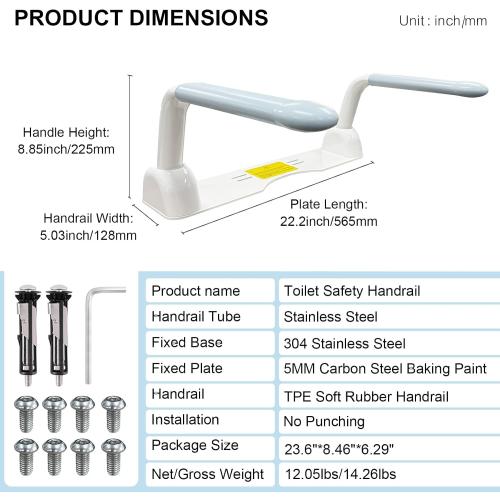 Toilet Safety Rails for Seniors with FlipUp Handle for Bathroom Safety | Heavy Duty Toilet Support Rails with Armrest for Elderly, Disabled, Handicapped, or Mobility Assistance, Fit Standard Toilets