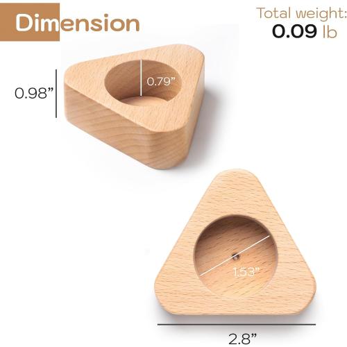 Beech Wood Tealight Candle Holder Set 6, Modern Triangle Shape Accessories, Elevate Your Dining Tablescape, Living Room and Bathroom Decor, Memorial Gift for Family and Friends, Natural Wood Color