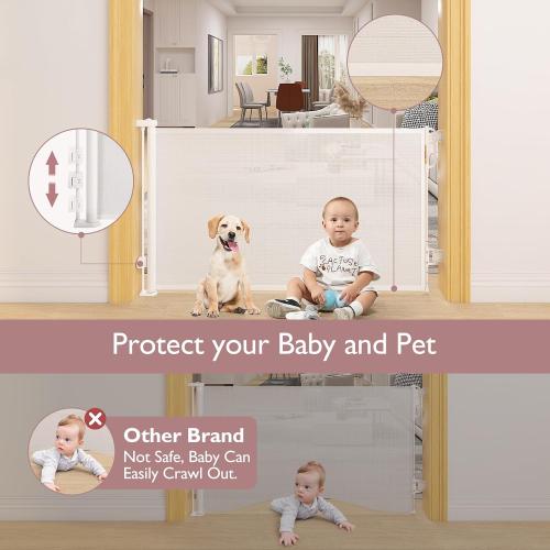 Momcozy Retractable White Mesh Baby Gate or Dog Gate