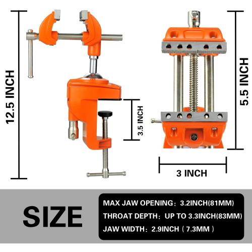 MAXMAN Clamp Bench Vise with Post Universal, Woodworking Vise, 360° Heavy Duty Cast Steel, Table Clamp Vise with Swivel Base for Workbench DIY Projects, Handcraft Creations