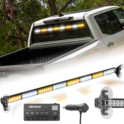 WeiSen Traffic Advisor Strobe Light Bar, 35 Inch 48 LED Strobe Lights Front Rear Window Display Controller Flashing Warning Light for Tow Trucks Pickup (Amber/White)