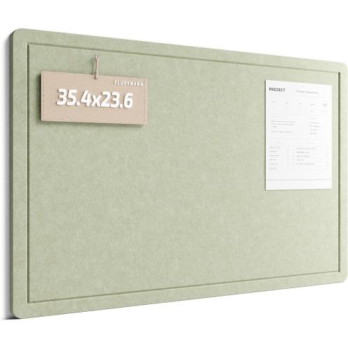 Fluxynara Bulletin Board,35.4 x 23.6 Cork Board Alternative with 12 Safe Removable Adhesive Tabs, Foldable Felt Pin Board for Home Office, Classroom, Bedroom,Entryway for Walls— Sage