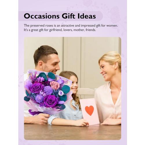 Eterfield Flowers for Delivery Prime, Mother's Day Forever Flowers Bouquet, Preserved Roses and Purple Flowers Birthday Gifts for Her Women Wife Mom Grandma Anniversary Valentine's Day Christmas