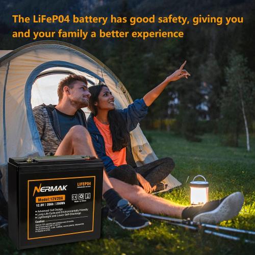 12V 20Ah Lithium LiFePO4 Deep Cycle Battery, 2000  Cycles Lithium Iron Phosphate Rechargeable Battery for Solar Power, Lighting, Outdoor camping, Power Wheels, Fish Finder, Built-in 20A BMS