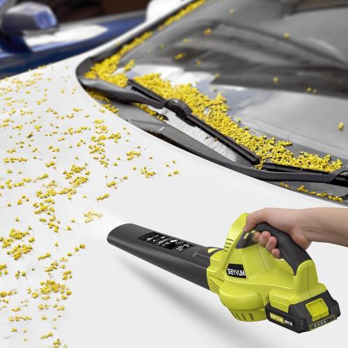 SEYVUM Leaf Blower, 20V Cordless Blower with 2 Pcs Li-ion Battery, Electric Leaf Blower for Lawn Care, 320CFM 150MPH Battery Powered Blowers, for Patio, Garden Cleaning, Fast Charger Included