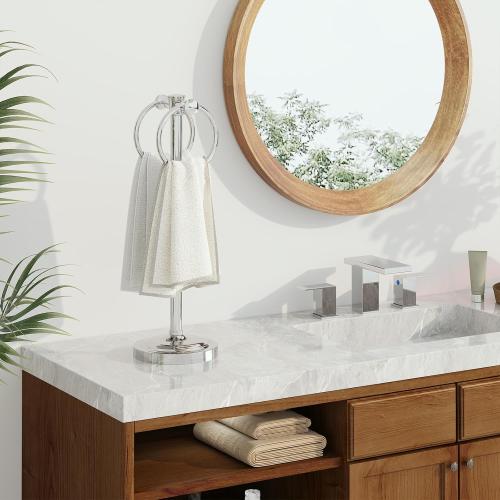 Hoimpro Hand Towel Holder Stand Bathroom Countertop Towel Bar Rack Chrome
