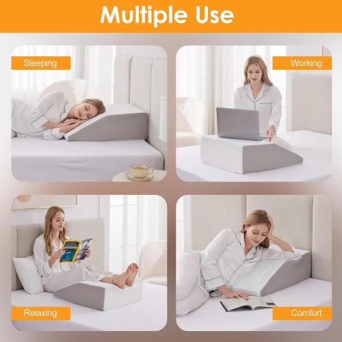 Leg Elevation Pillow for After Surgery, 8inch Foam Leg Elevating Pillow for Swelling and Blood Circulation, Leg Wedge Pillow for Sleeping, Knee Pillow for Knee Hip Ankle Pain Relief, White