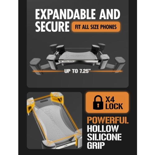 ToughTested Mammoth Windshield Mobile Mount, Double-Ribbed Gooseneck Arm, Expandable Claw Grip Holder with 360 Degree Rotation, Extra Large Suction Cup, Quick Release Button