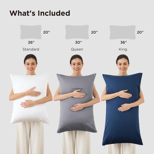 Bedsure Zipper Pillow Cases King, Cooling King Pillow Cases Set of 2, Rayon Derived from Bamboo Cooling Pillowcase for Hot Sleepers, Soft & Breathable Pillow Covers, Gifts, Dark Grey, 20x36 Inches