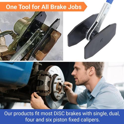 Brake Caliper Compression Tool, Caliper Piston Compressor Tool with 360 Rotating Ratchet, Professional Brake Caliper Tool for Single Twin Quad Piston, Car Truck SUV Brake Repair, Blue
